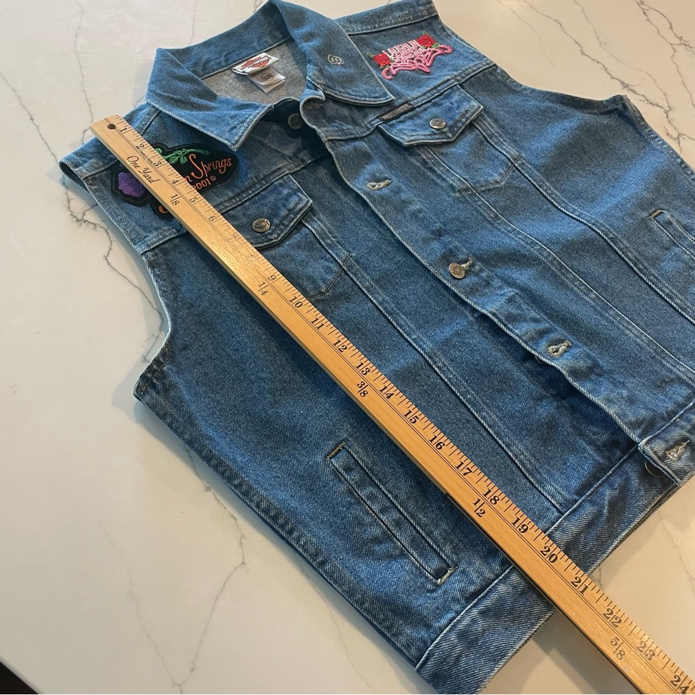 Harley Davidson Motorcycle Denim Vest with Patches - Picture 15 of 17